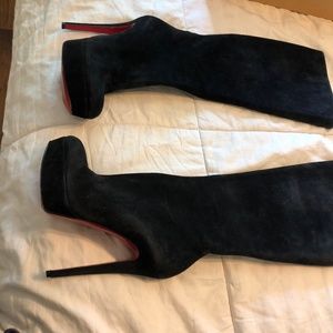 Christian Louboutin knee high suede heel